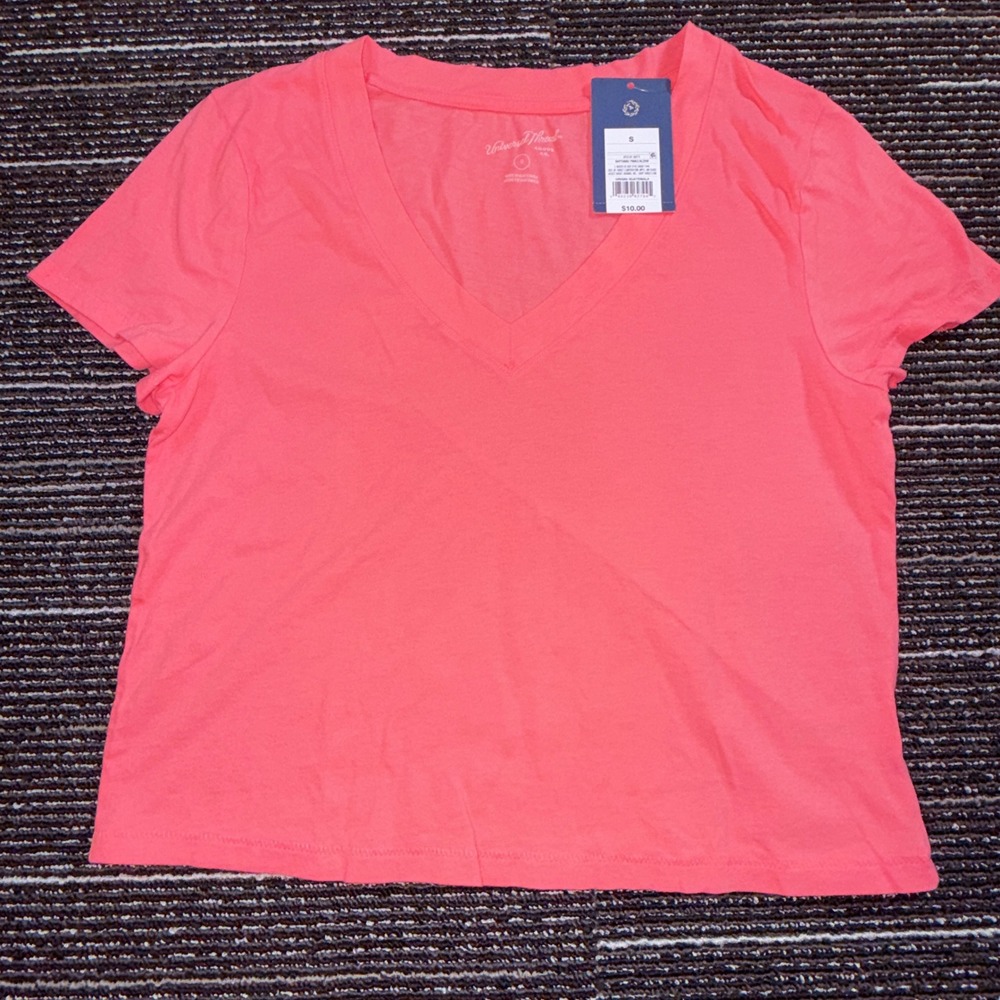Universal Thread V-Neck T-Shirt Women S Pink NEW Rhythmic Pink Cotton Basic